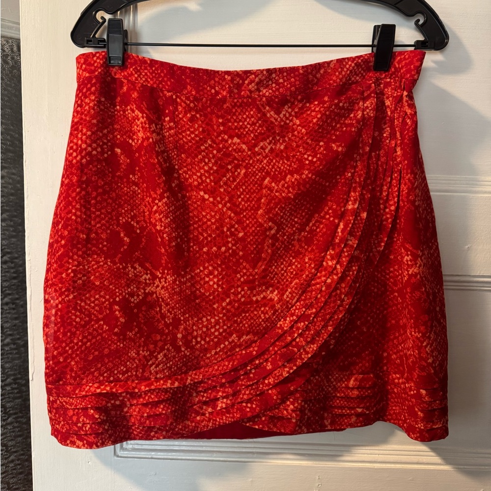 Tamar Skirt in Red Orange Snake NBD